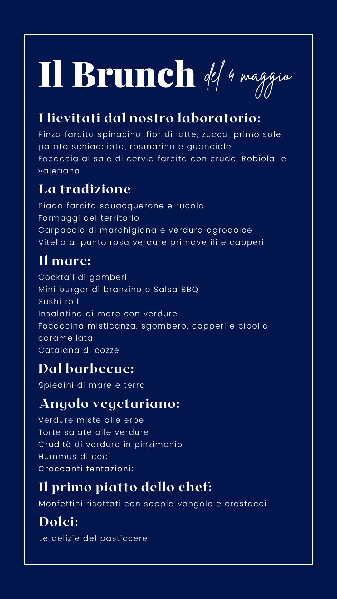 Brunch menù 4 maggio